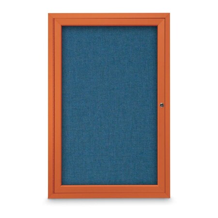 United Visual Products Slim Enclosed Corkboard, 18"x24", Gold Alum Frame/Dark Spruce UVEB1824-GOLD-DRKSPR